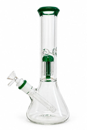 11" Tree Perc Beaker Bong with Color Accent Green