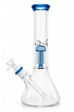 11" Tree Perc Beaker Bong with Color Accent Blue