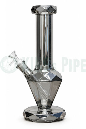 12" 9mm Diamond Beaker Bong Smokey Grey Iridescent