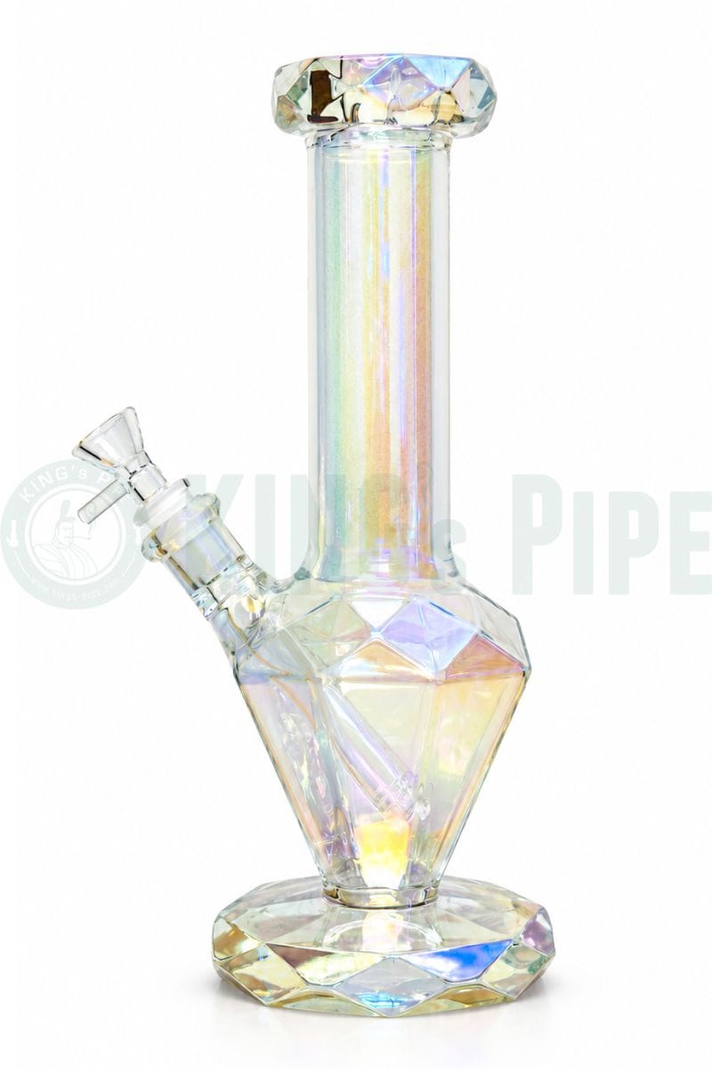 12" 9mm Diamond Beaker Bong Clear Iridescent