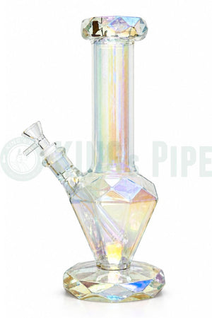 12" 9mm Diamond Beaker Bong Clear Iridescent