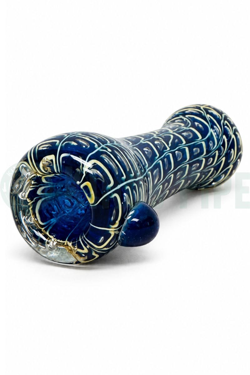 Blue Peacock Glass Chillum