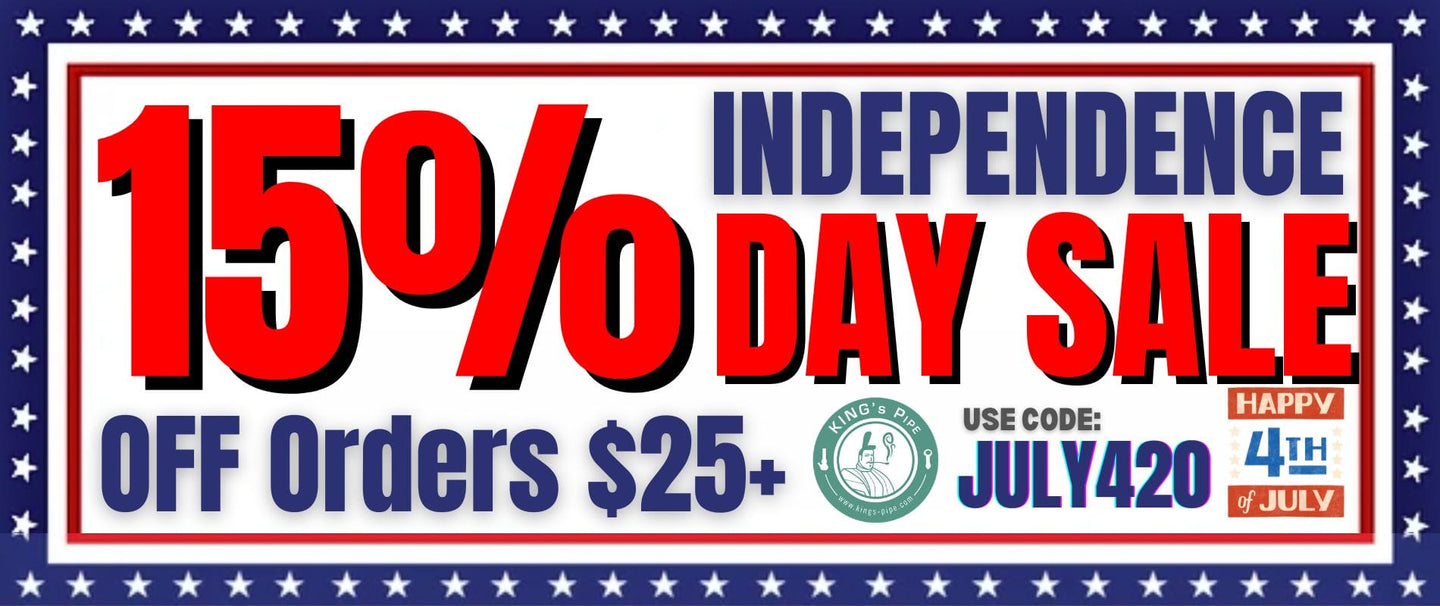 a kings pipe online headshop promotional banner for independence day sale for bongs and dab pens