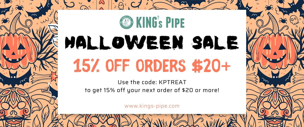 kings pipe smoke shop halloween sale banner for bongs and pipes