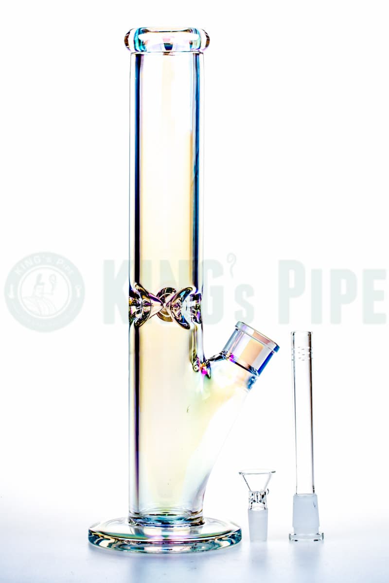 9mm Thick Glass 14 Inch Iridescent Straight Water Bong