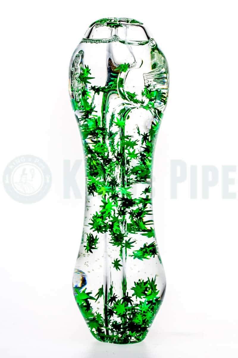 Elevator Glass - Freeze-A-Bowl Glitter Pipe with Green Leaves