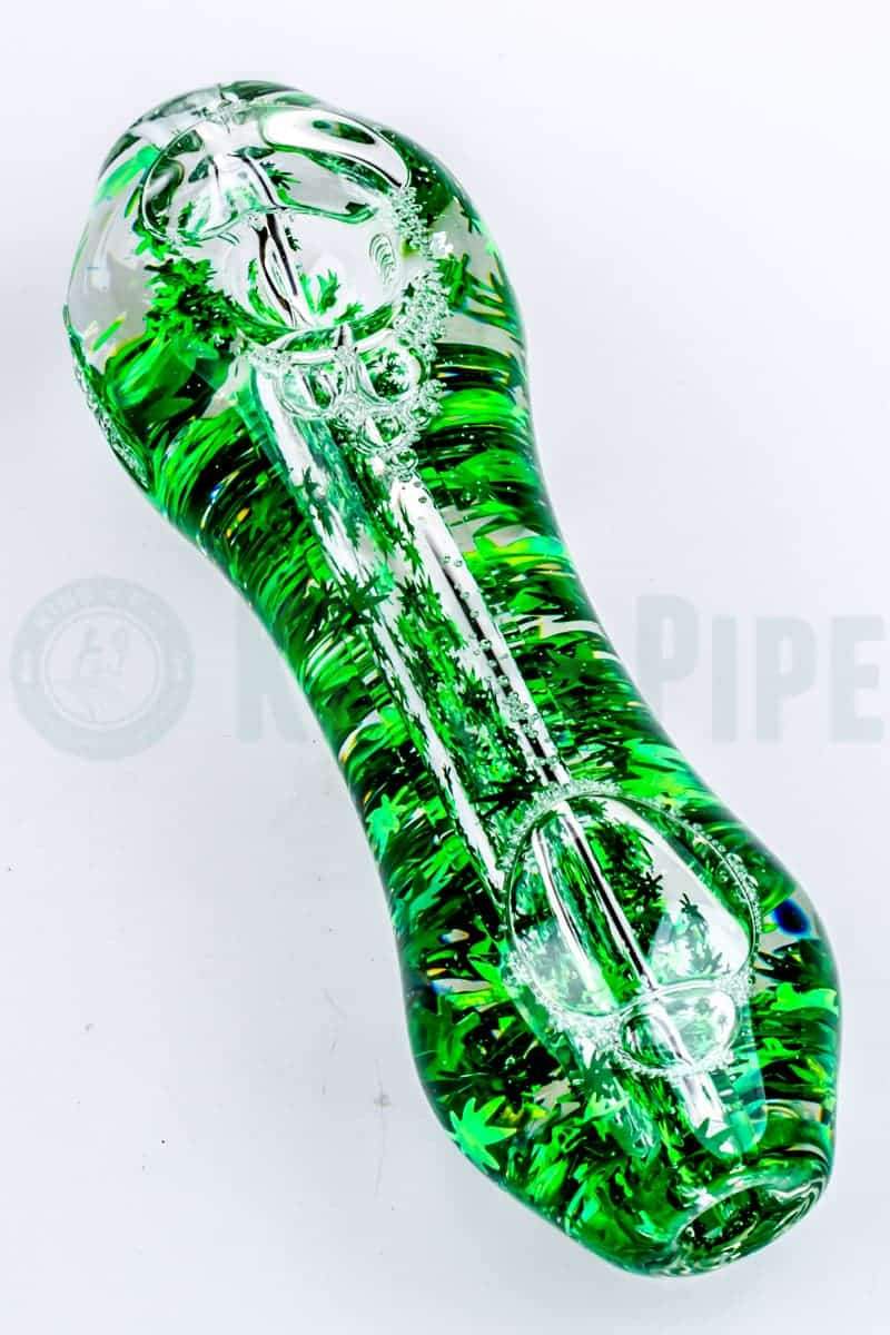 Elevator Glass - Freeze-A-Bowl Glitter Pipe with Green Leaves