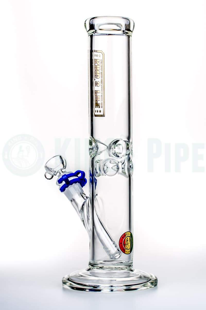 KING's Pipe Glass - 12'' Glass on Glass Straight Tube Bong