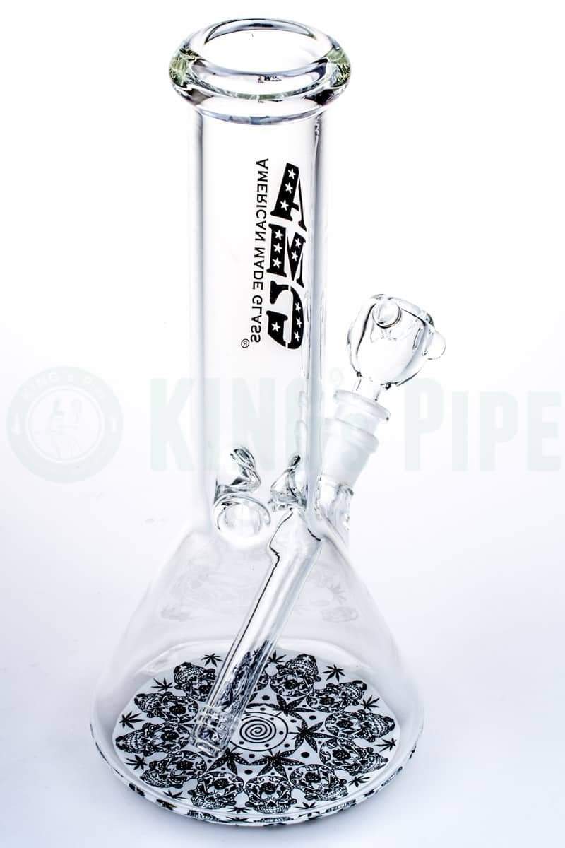 AMG Glass - 12 inch Leaf and Skull Design Beaker Bong