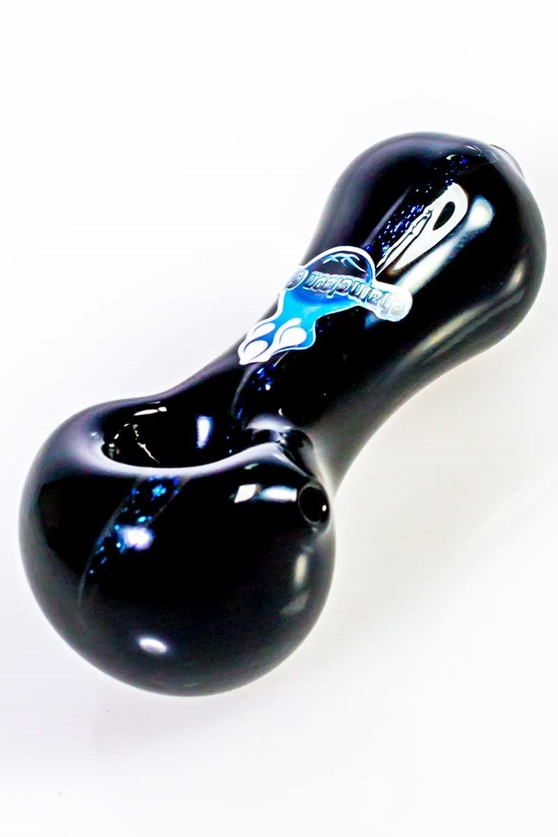 Chameleon Glass - Black Glass Pipe with Dichro Stripe