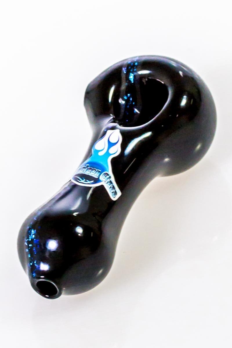 Chameleon Glass - Black Glass Pipe with Dichro Stripe
