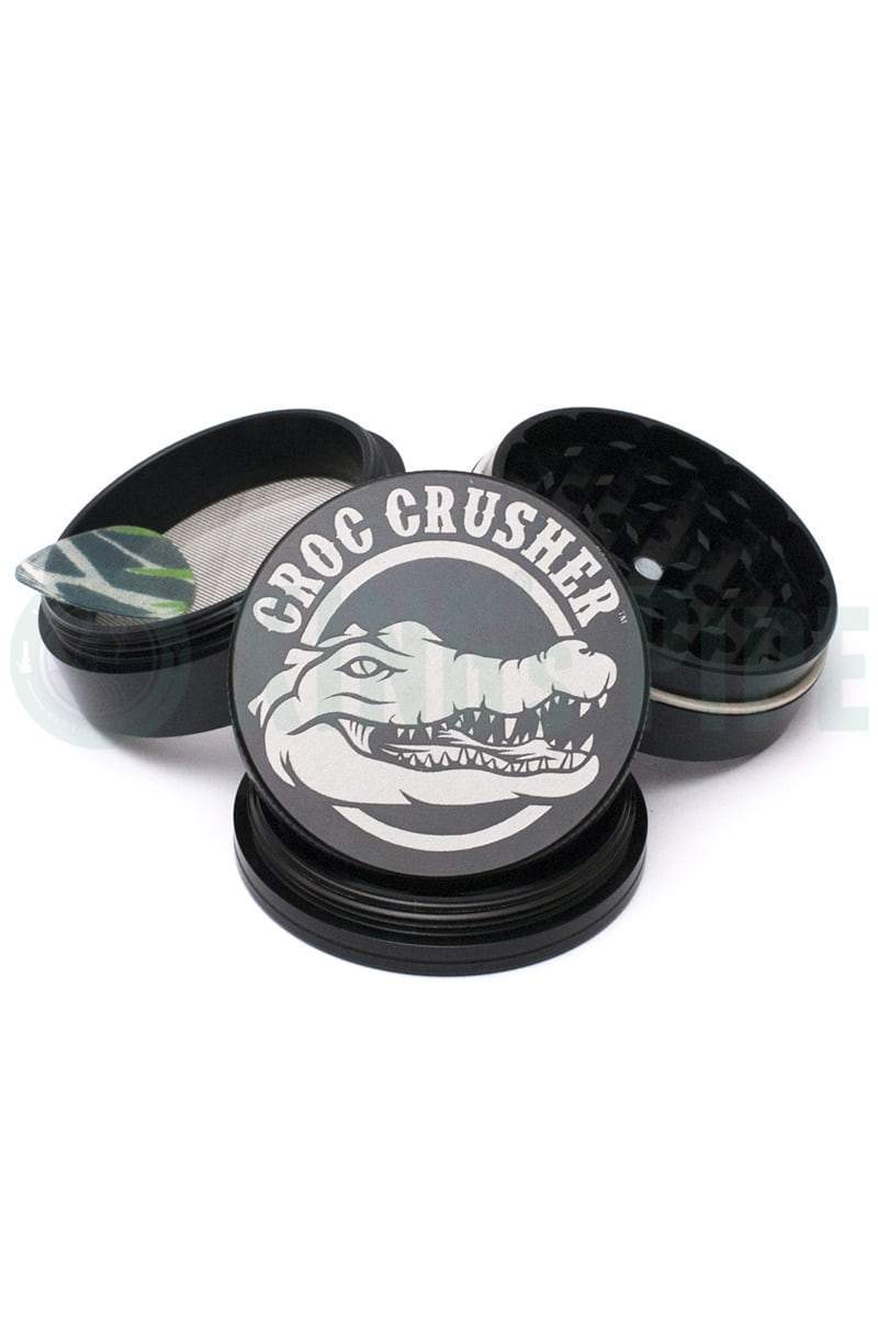 crusher for tobacco 4 k 2.5" Piece Grinder Herb Spice Roulette Top W/ Frosted Windows Croc Crusher - 2.5 inch