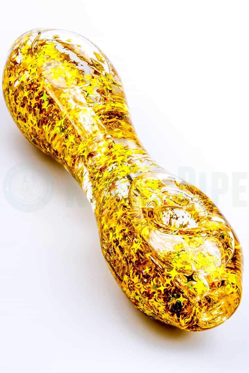 Elevator Glass - Freeze-A-Bowl Glitter Pipe in Star Gold