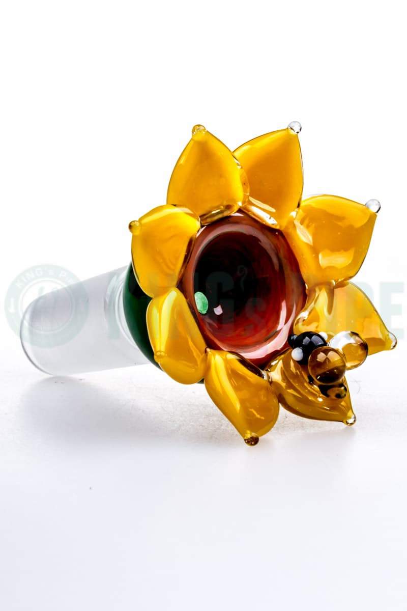 sunflower tobacco bowl 4.5" Smoking Pipe Glass Hand Pipes Yellow Flower 14mm Male Sunflower Bowl Piece