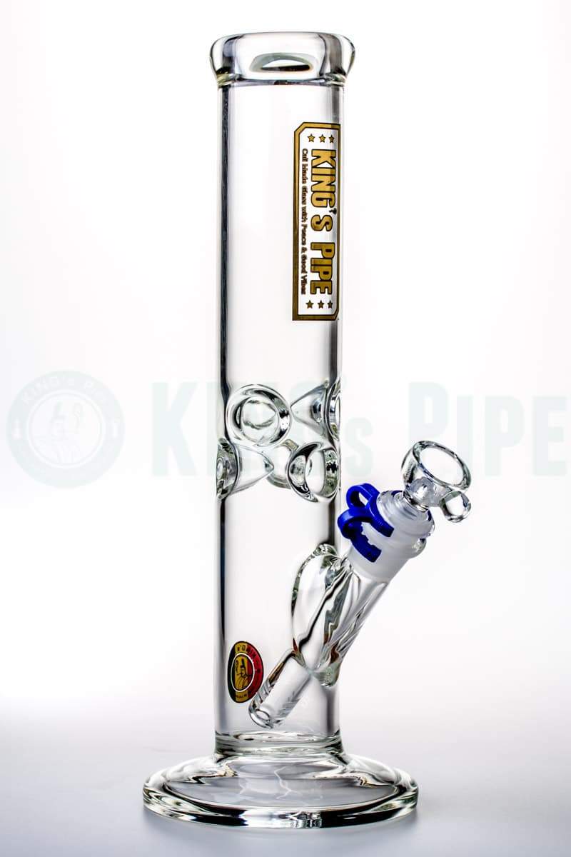 KING's Pipe Glass - 12'' Glass on Glass Straight Tube Bong