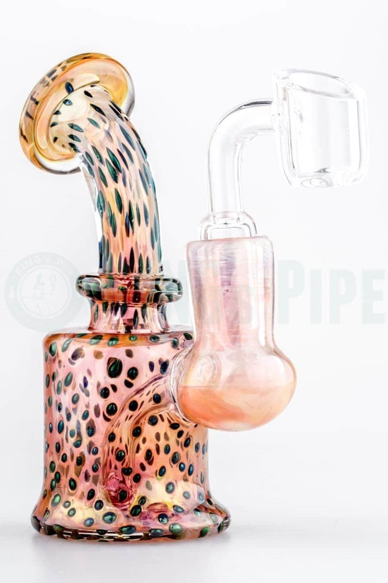 Pink Leopard Fumed Mini Dab Rig by Nova Glass