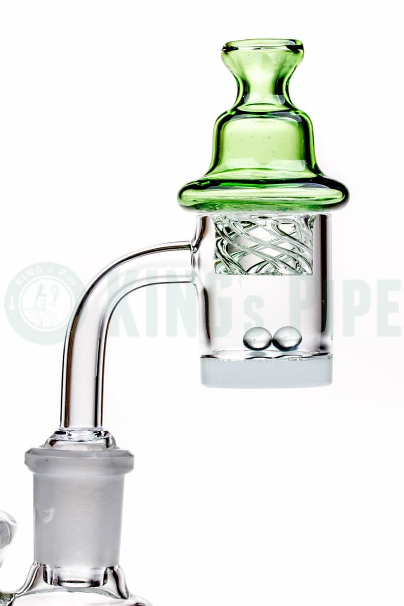 Spinner Carb Cap + Quartz Flat Top Banger + 2 Terp Pearls Gray